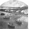 <p>New York City at risk, 1887--an artist's conception of an imaginary attack on New York by a hostile fleet, published in the March 1887 issue of Leslie&#39;s Popular Monthly (Google Books digital collections).</p>
